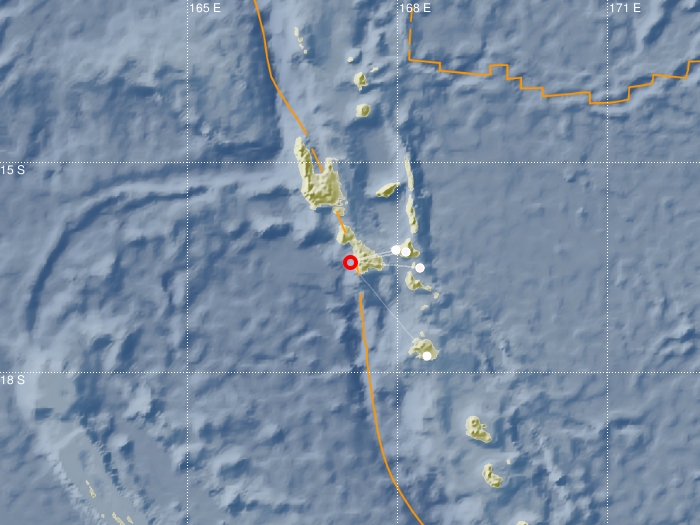 Seismic map of earthquake at Santa Cruz Islands Region 