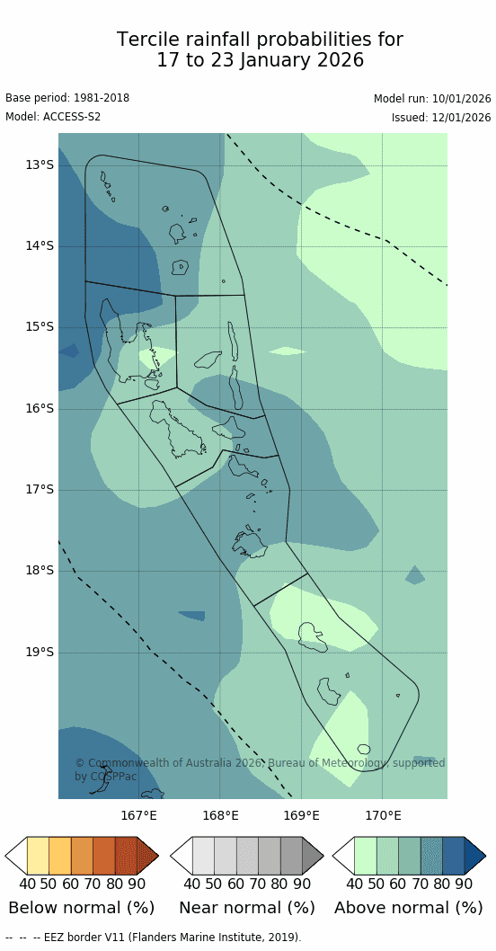 2 weeks rainfall outlook for Vanuatu